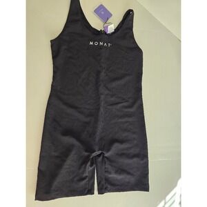 NWT Monat Rib Texture Biker Bodysuit Black Size L